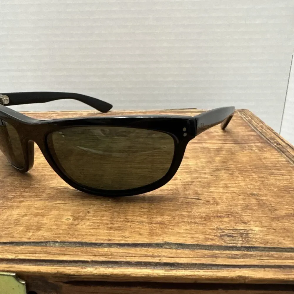 Vintage B&L Ray-Ban Balorama Sunglasses Black USA Wraparound w/ Case Dirty Harry